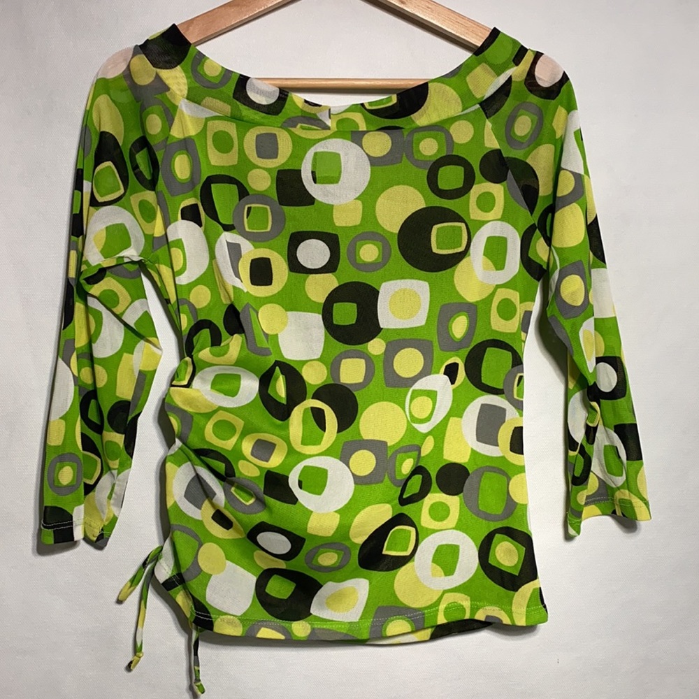 Beware Psychedelic Print Mesh Top - image 2